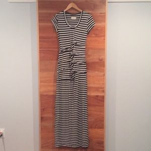 Cap sleeve, Maxi striped Maternity Dress